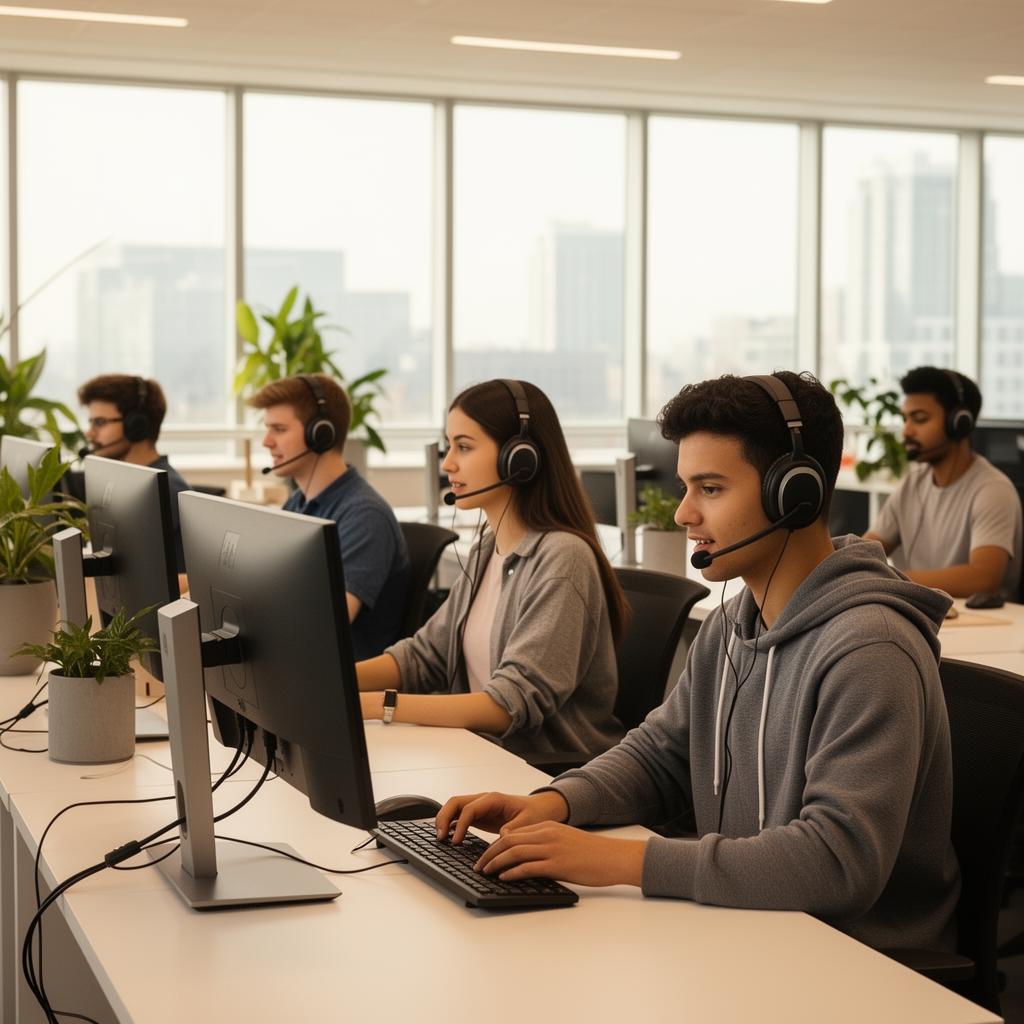 Sales representative on a call reviewing pipeline dashboard